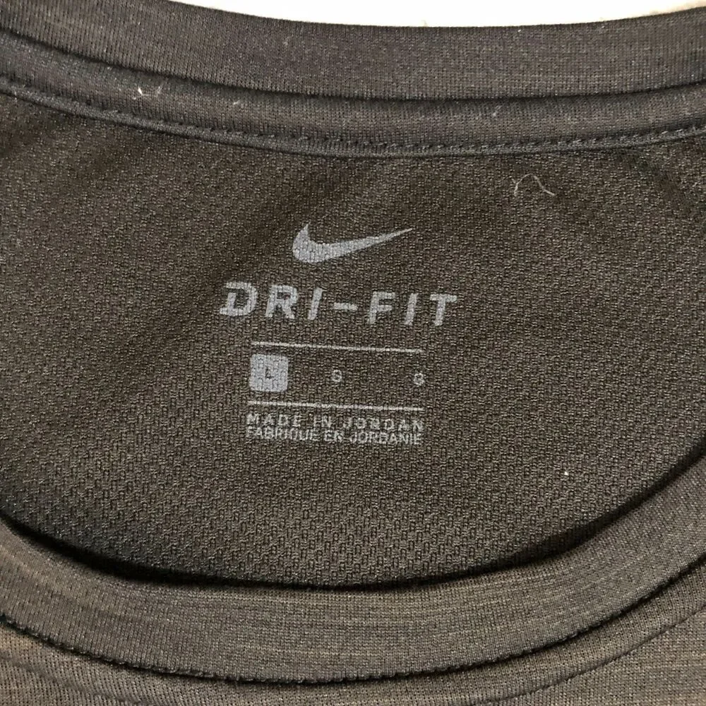 Nike Shirt Men Large Gray Dri-Fit Athletic Running Workout Logo Outdoor